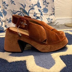 GANNI Velvet Platform Slingbacks